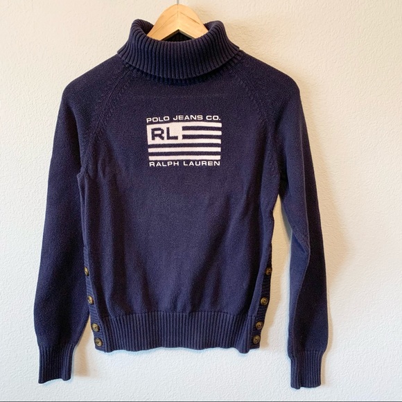 Polo Ralph Lauren Sweaters - Vintage Ralph Lauren Polo Flag Turtleneck Sweater